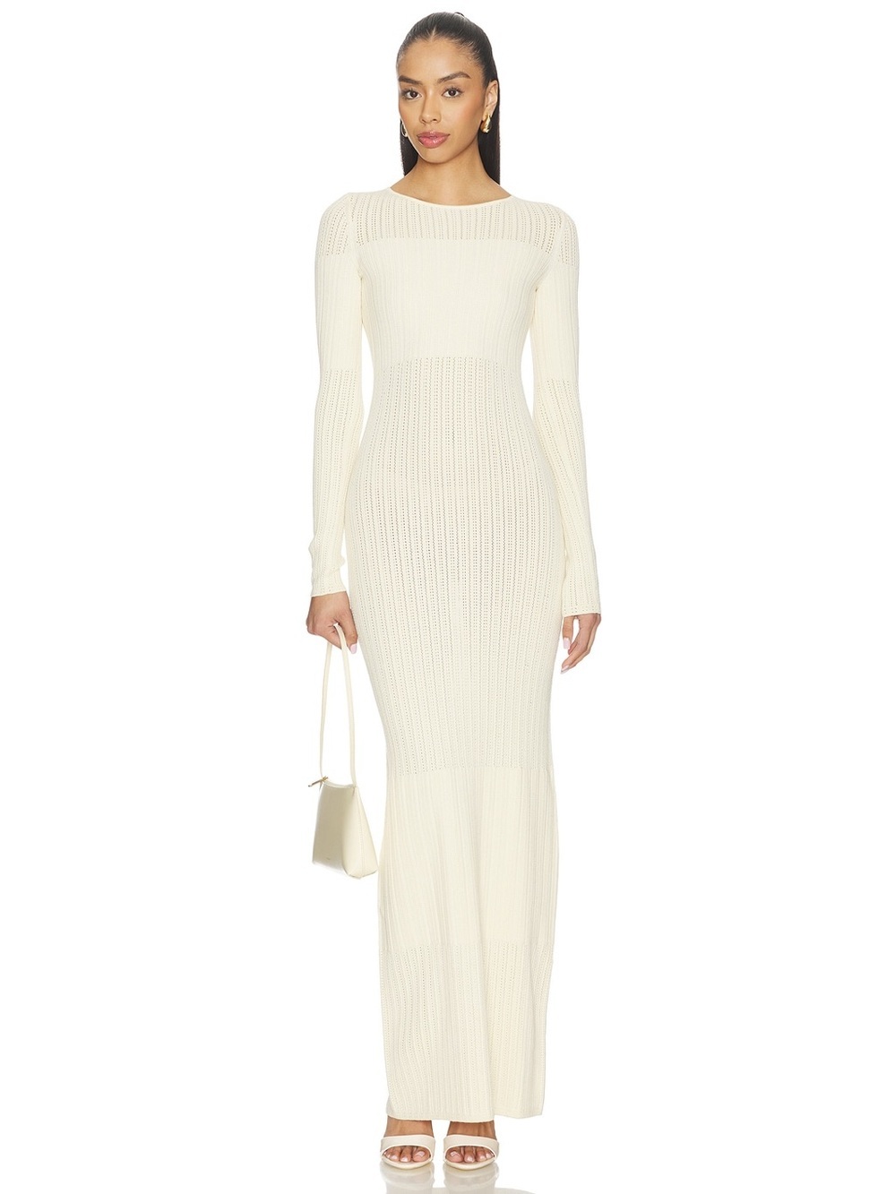 NWT Lovers & Friends Doreen Pointelle Maxi Dress in Ivory